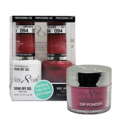 Cre8tion Gel, Lacquer, & Dip Powder Trio Set 094- Lady in Red