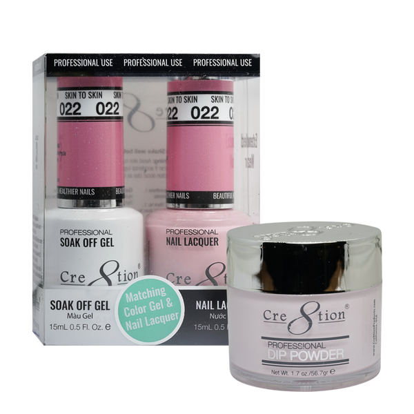 Cre8tion Gel, Lacquer, & Dip Powder Trio Set 022- Skin to Skin