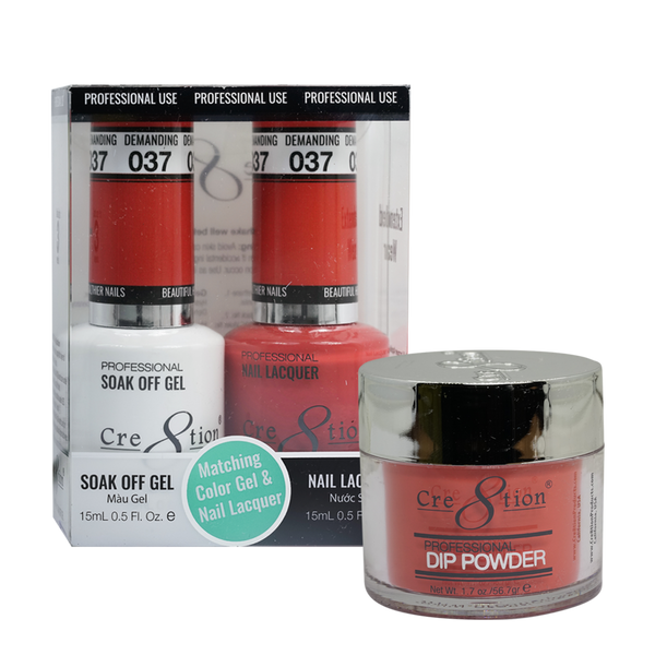 Cre8tion Gel, Lacquer, & Dip Powder Trio Set 037- Demanding