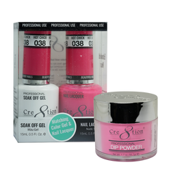 Cre8tion Gel, Lacquer, & Dip Powder Trio Set 038- Hot Chick