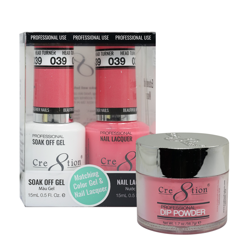 Cre8tion Gel, Lacquer, & Dip Powder Trio Set 039- Head Turner