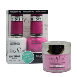 Cre8tion Gel, Lacquer, & Dip Powder Trio Set 042- Fuschia