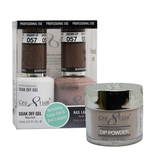 Cre8tion Gel, Lacquer, & Dip Powder Trio Set 057- Grown Up