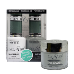 Cre8tion Gel, Lacquer, & Dip Powder Trio Set 061- Viridian