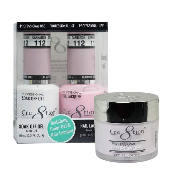 Cre8tion Gel, Lacquer, & Dip Powder Trio Set 112- Carnation