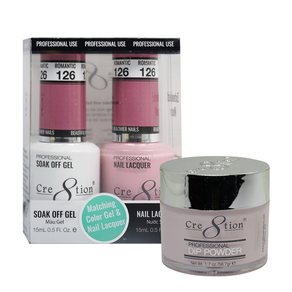 Cre8tion Gel, Lacquer, & Dip Powder Trio Set 126- Romantic