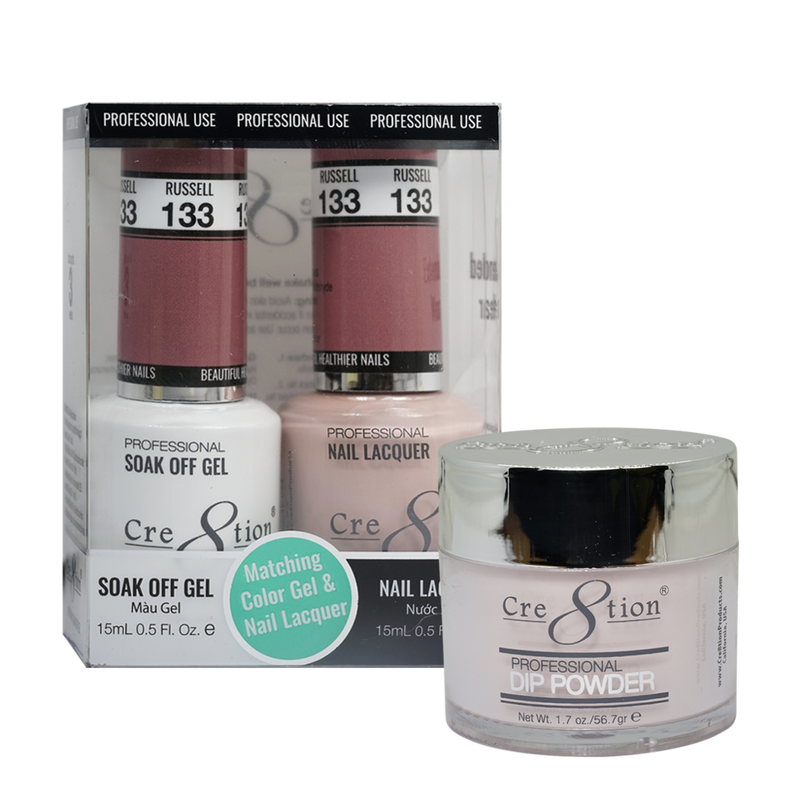 Cre8tion Gel, Lacquer, & Dip Powder Trio Set 133- Russell