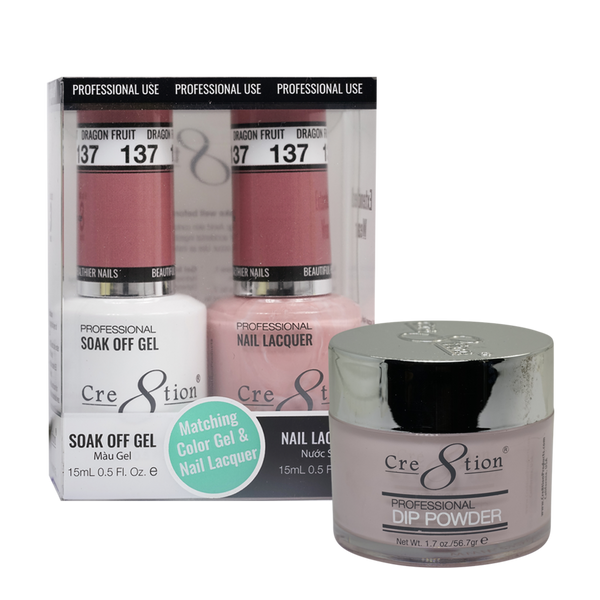 Cre8tion Gel, Lacquer, & Dip Powder Trio Set 137- Dragon Fruit