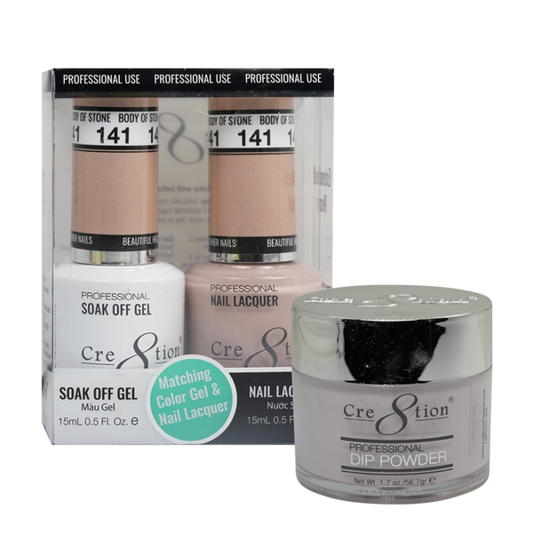 Cre8tion Gel, Lacquer, & Dip Powder Trio Set 141- Body of Stone