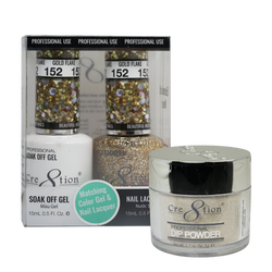 Cre8tion Gel, Lacquer, & Dip Powder Trio Set 152- Gold Flake