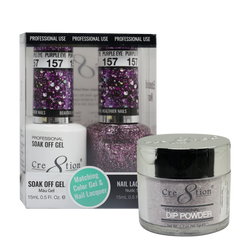 Cre8tion Gel, Lacquer, & Dip Powder Trio Set 157- Purple Eye