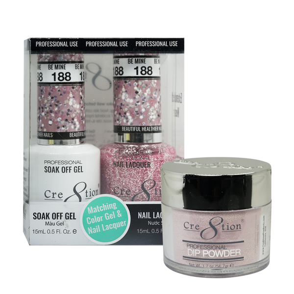 Cre8tion Gel, Lacquer, & Dip Powder Trio Set 188- Be Mine