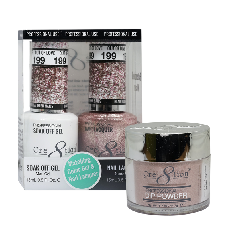 Cre8tion Gel, Lacquer, & Dip Powder Trio Set 199- Out of Love