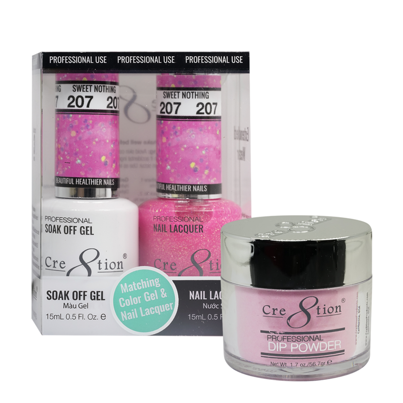 Cre8tion Gel, Lacquer, & Dip Powder Trio Set 207- Sweet Nothing