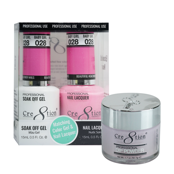 Cre8tion Gel, Lacquer, & Dip Powder Trio Set 028- Baby Girl